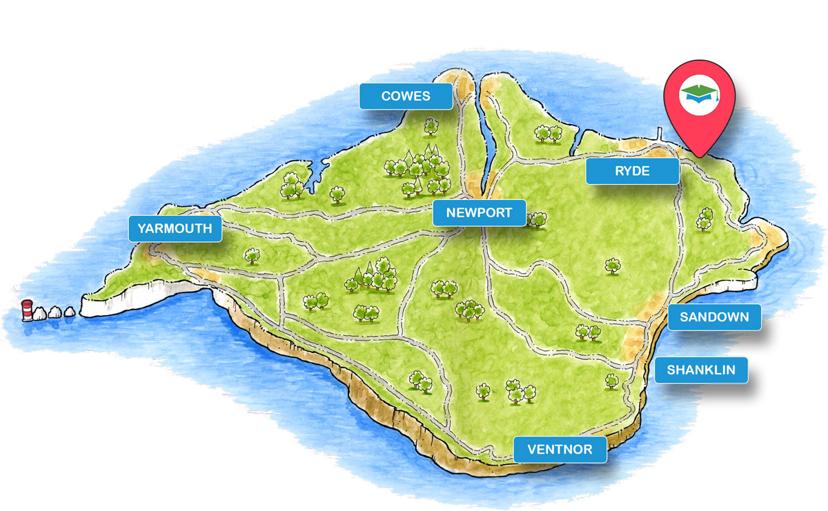 School trip Isle of Wight location map for Goodleaf Tree Climbing
